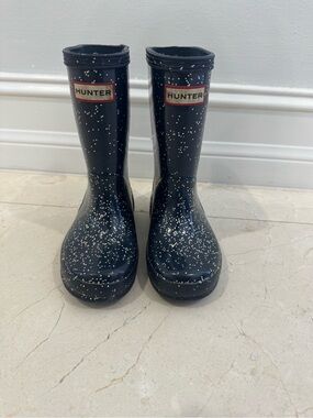 Hunter Navy with sparkles Kids Rain Boots